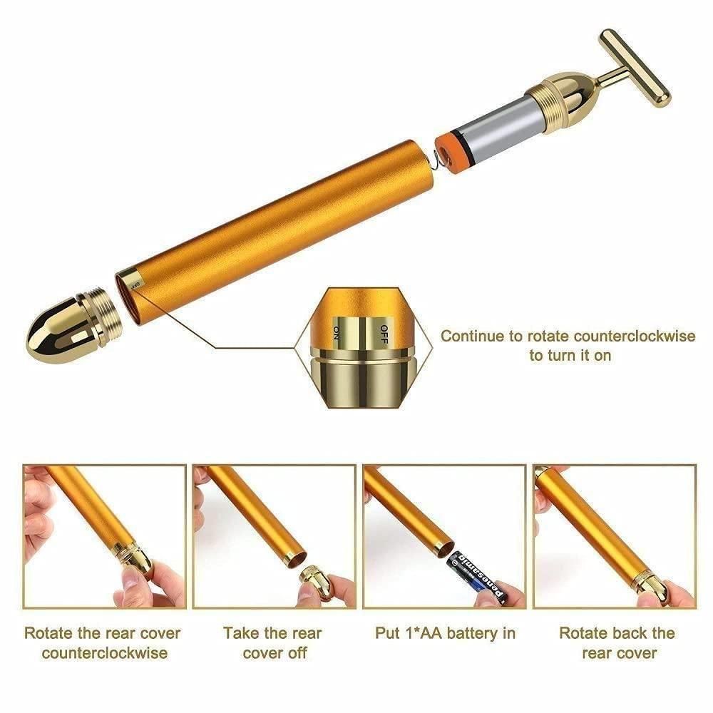 24K Gold Energy Beauty Bar – Electric Facial Massage Roller Beauty & Personal Care → Facial Massager / Skincare Tool