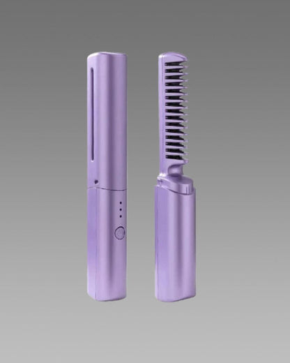 Wireless Mini Cordless Portable Usb Hot Smoothing Comb Heating Dual-purpose Curler Hair Straightener Brush