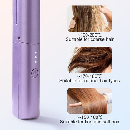 Wireless Mini Cordless Portable Usb Hot Smoothing Comb Heating Dual-purpose Curler Hair Straightener Brush