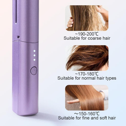 Wireless Mini Cordless Portable Usb Hot Smoothing Comb Heating Dual-purpose Curler Hair Straightener Brush