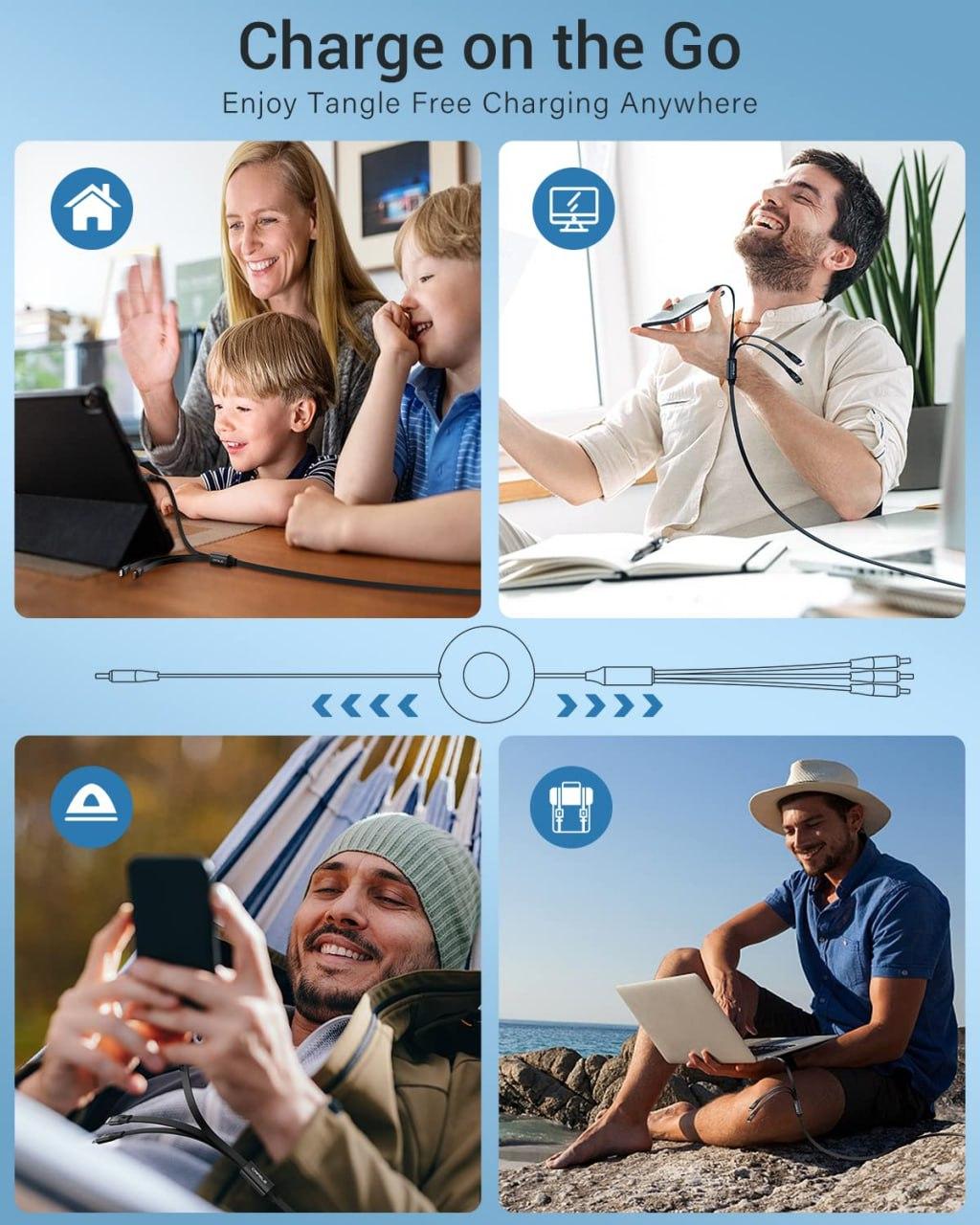 3a in 1 USB Retractable Data Cable– Fast Charging | Universal Charger compatible with iPhone, Type-C & Micro USB 🔌 Mobile Accessories / Charging Cable / Fast Charging Wire