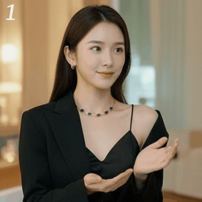 💚 Oval Green Crystal Pendant Necklace Set with Bracelet – Emerald Aura Edition