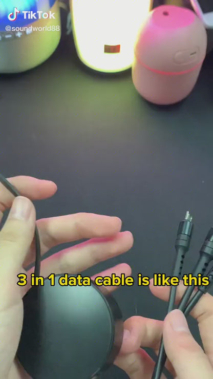 3a in 1 USB Retractable Data Cable– Fast Charging | Universal Charger compatible with iPhone, Type-C & Micro USB